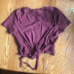 Lululemon wine red short sleeve tie front free shipping